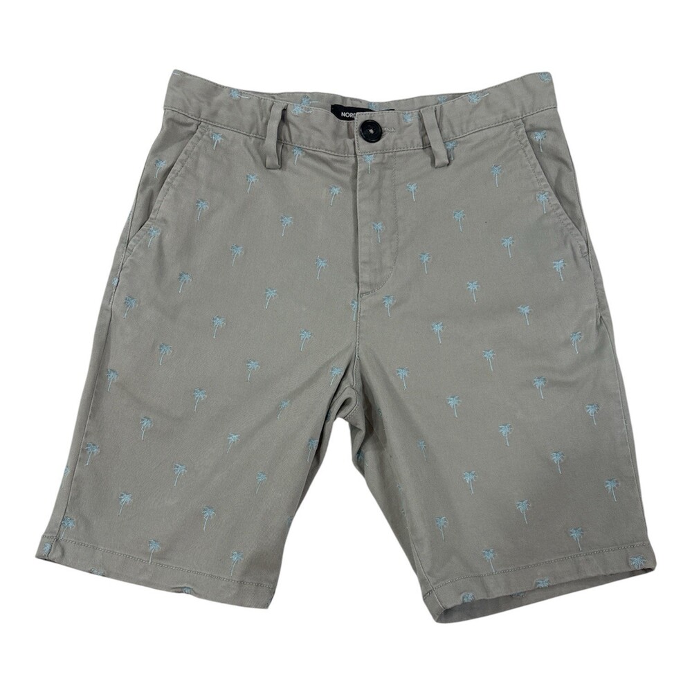 Nordstrom Boy's Gray Palm Tree Embroidered Shorts - Size 12